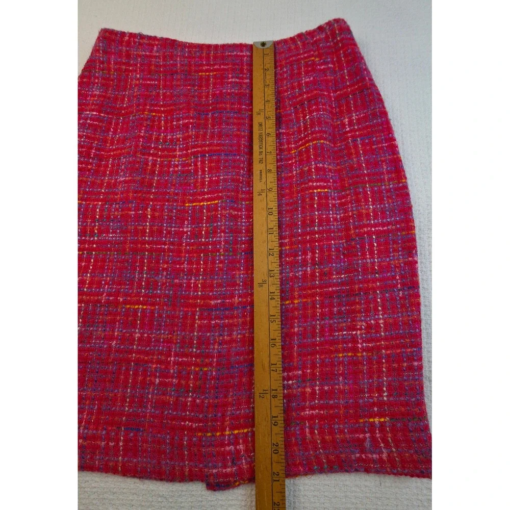 Vintage Lew Magram Womens Sz 8 2 Piece Skirt Suit Fuchsia Boucle Tweed Blazer
